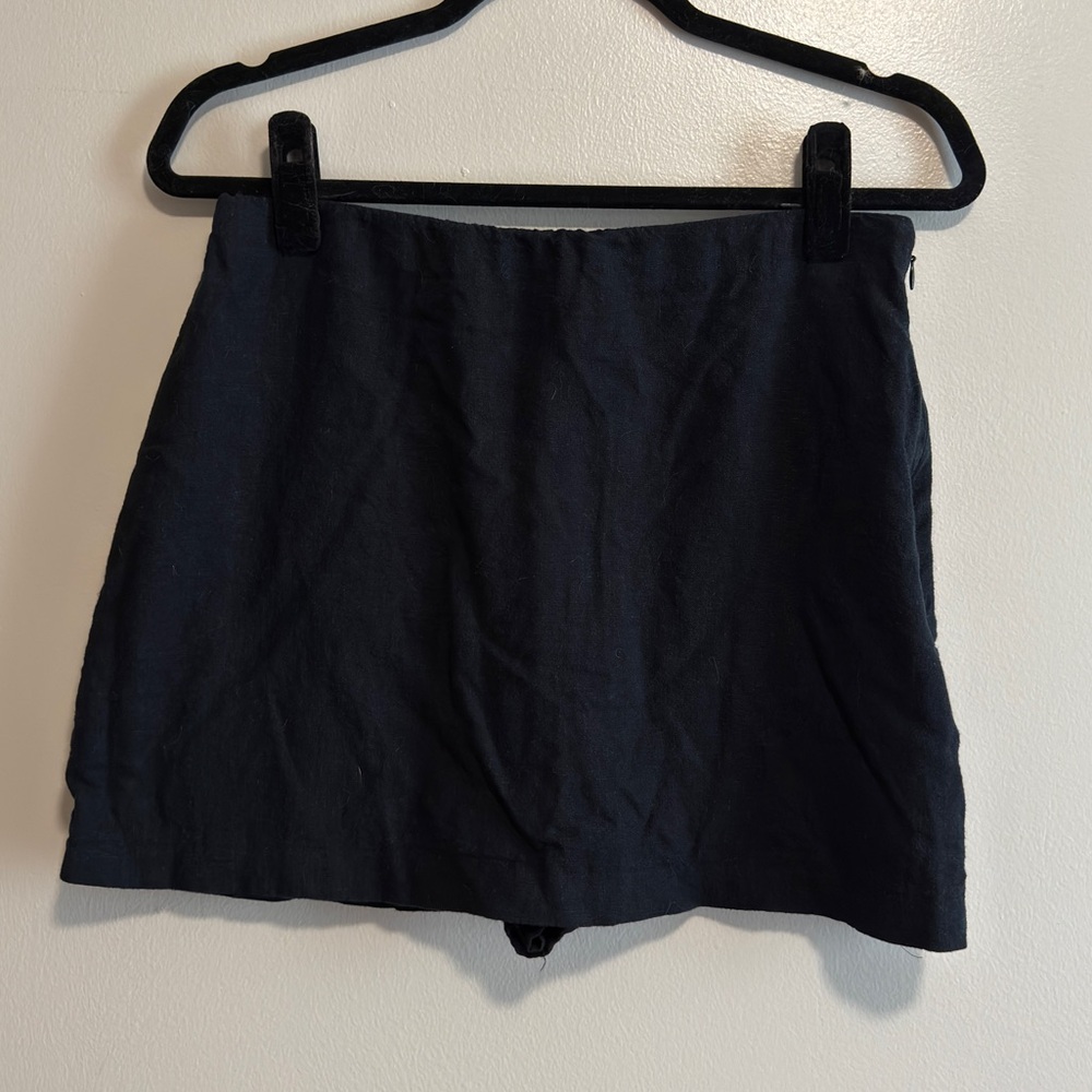 Abercrombie & Fitch black linen Scarlett mini skort size Medium